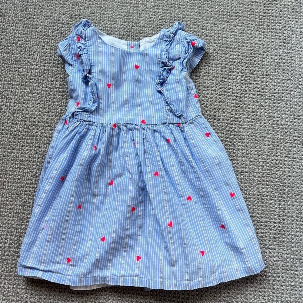 🍭6/$30 Toddler Girl’s Blue and White Heart Lined Summer Dress - ~24 months / 2T